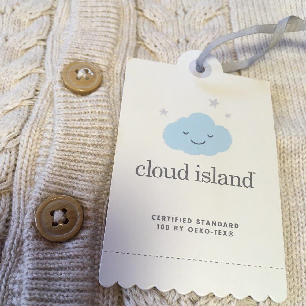NWT - Cloud Island Cable Knit Button Front Tan Sweater - Size 0-3 Mos - Picture 5 of 6